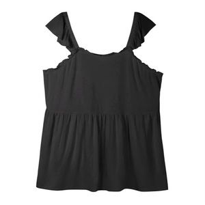 89th + Madison Ruffle Sleeve Tank 2X Black NWT